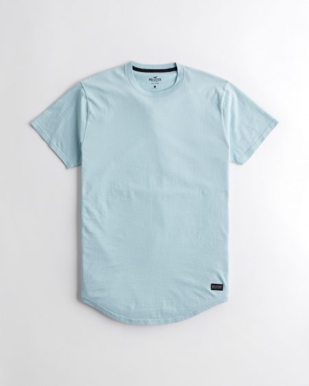 Áo thun nam Hollister HCO-T191 Curved Hem T-Shirt Light Blue