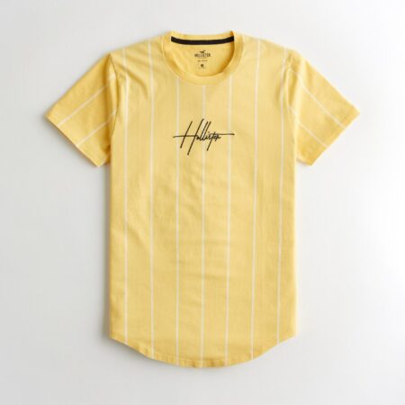 Áo thun nam Hollister HCO-T193 Striped Yellow Curved Hem T-Shirt