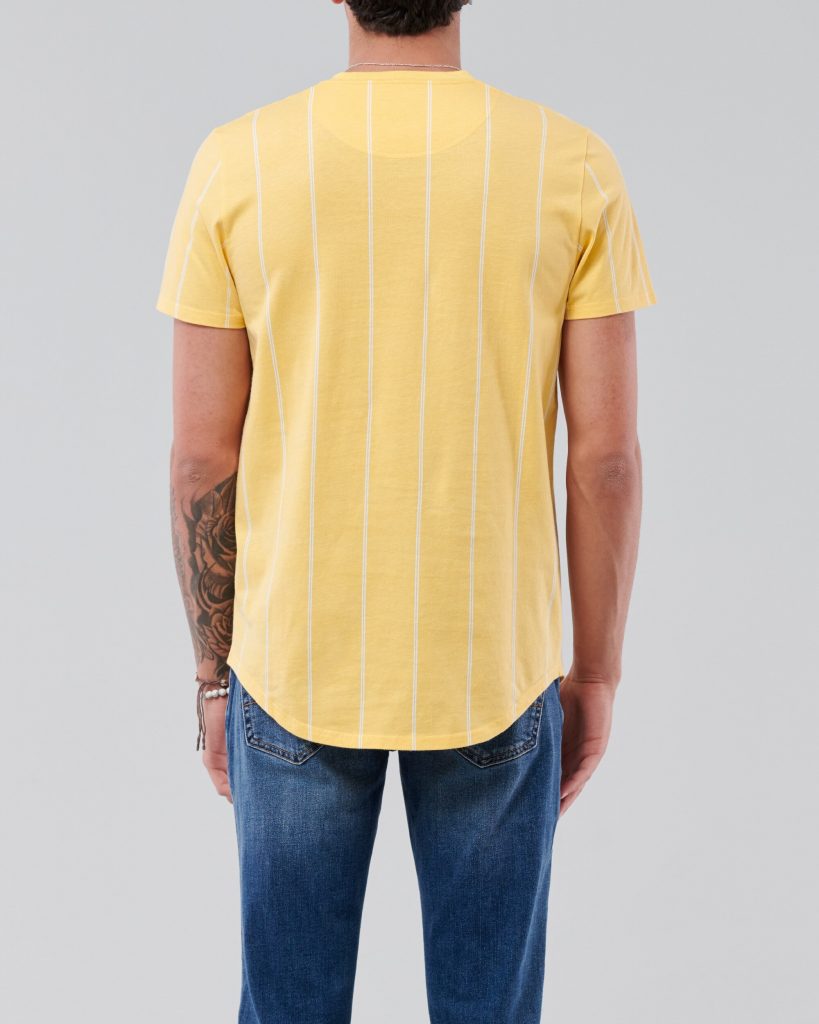 Áo thun nam Hollister HCO-T193 Striped Yellow Curved Hem T-Shirt