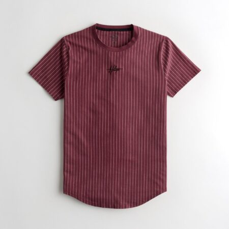 Áo thun nam Hollister HCO-T209 Striped Red Curved Hem T-Shirt