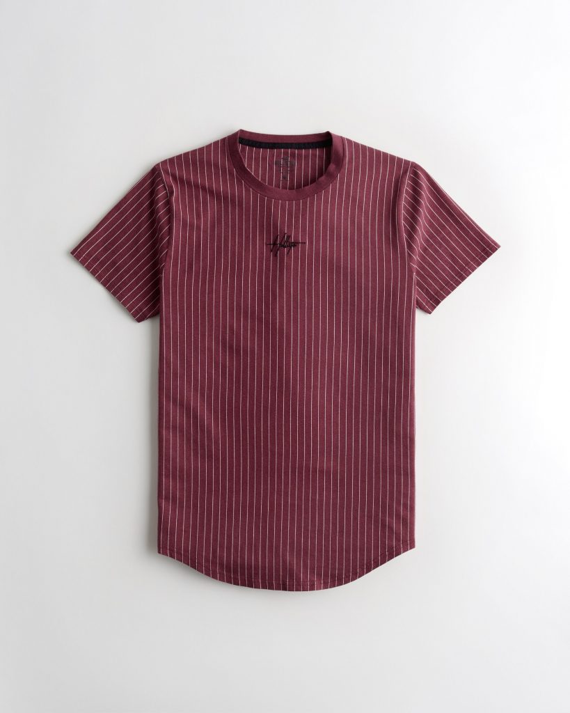Áo thun nam Hollister HCO-T209 Striped Red Curved Hem T-Shirt