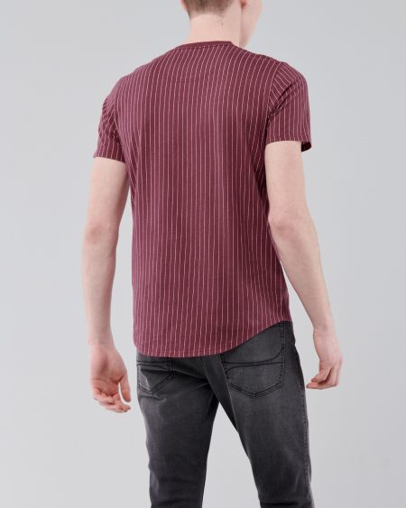 Áo thun nam Hollister HCO-T209 Striped Red Curved Hem T-Shirt - Ảnh 3