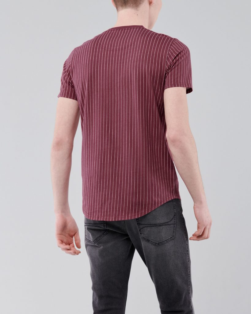 Áo thun nam Hollister HCO-T209 Striped Red Curved Hem T-Shirt