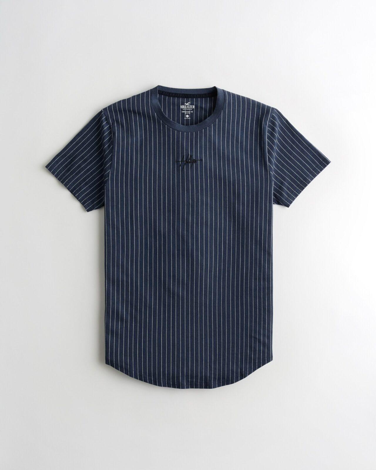 Áo thun nam Hollister HCO-T210 Striped Blue Curved Hem T-Shirt