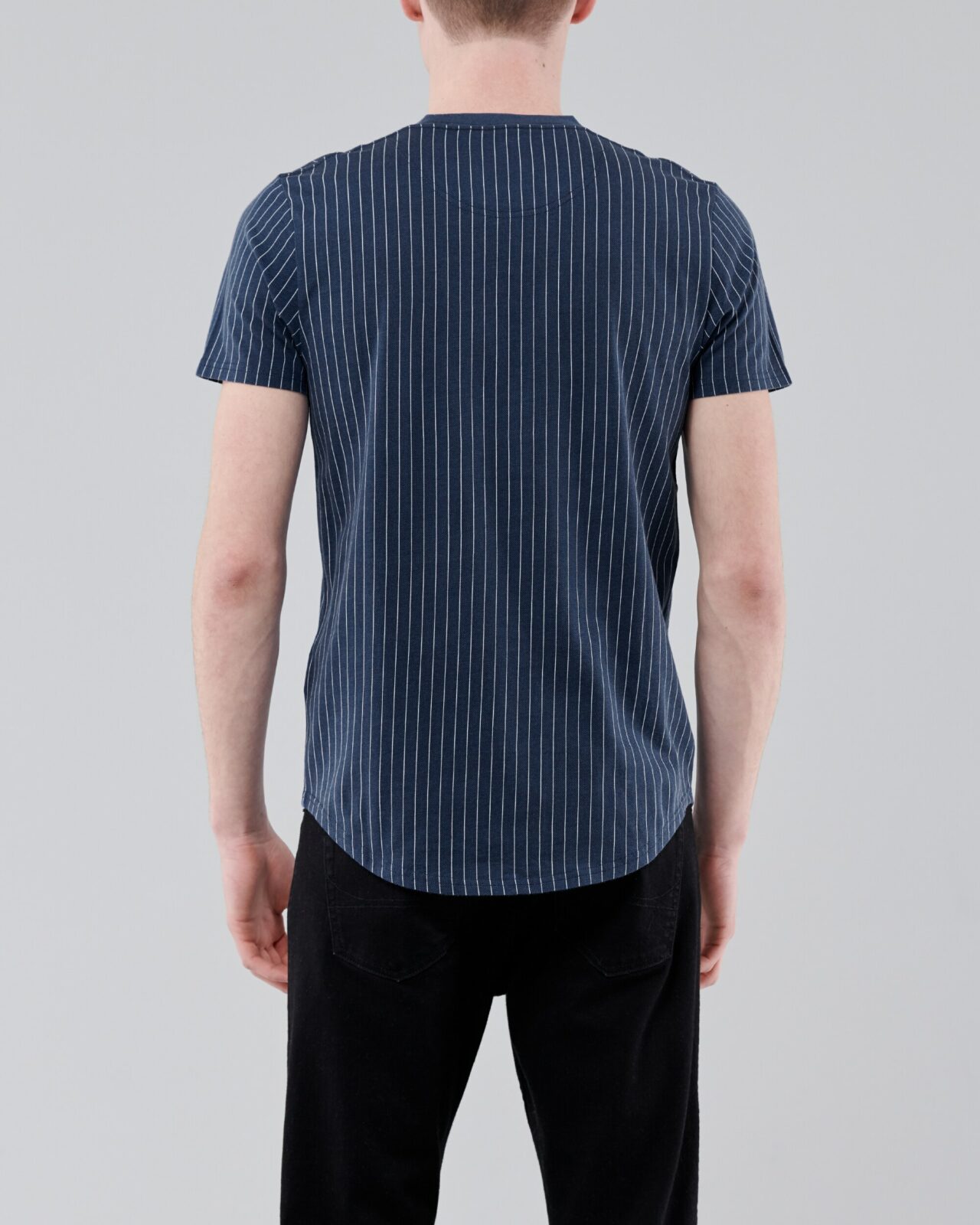 Áo thun nam Hollister HCO-T210 Striped Blue Curved Hem T-Shirt - Ảnh 3