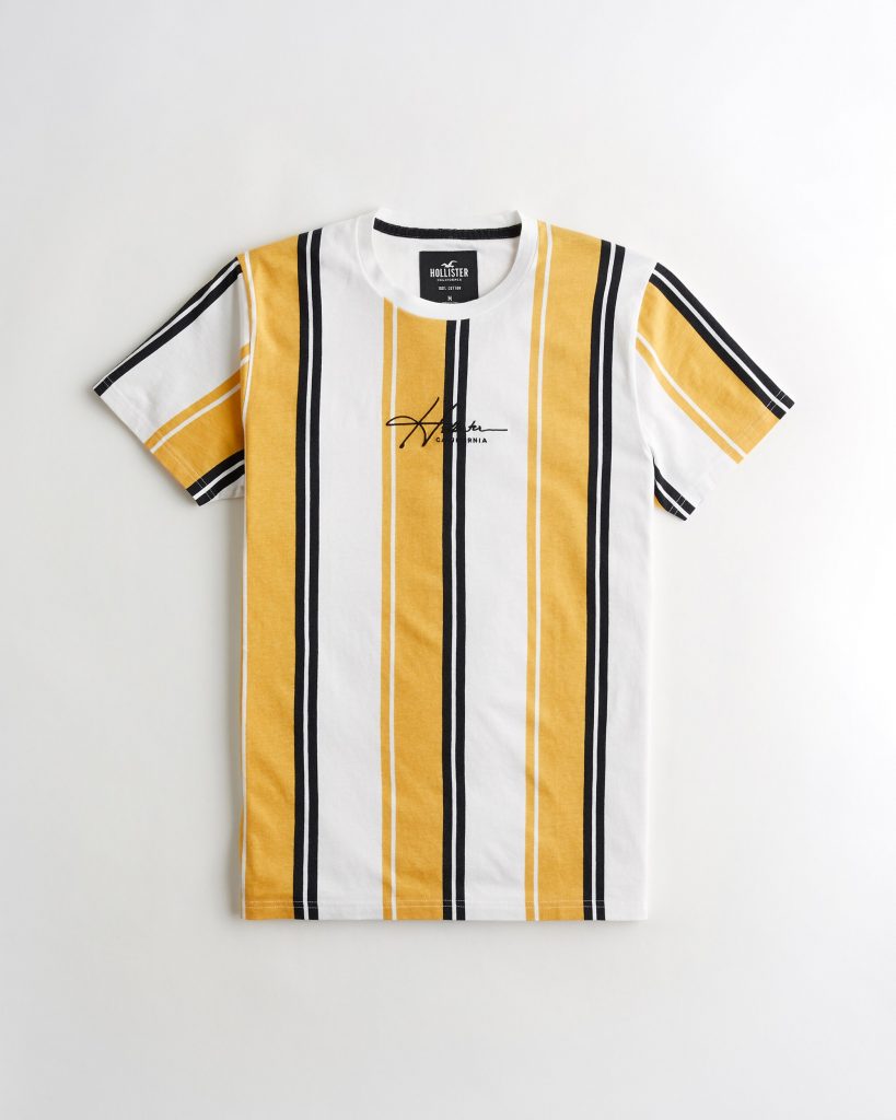 Áo thun nam Hollister HCO-T215 Striped Yellow Crewneck T-Shirt