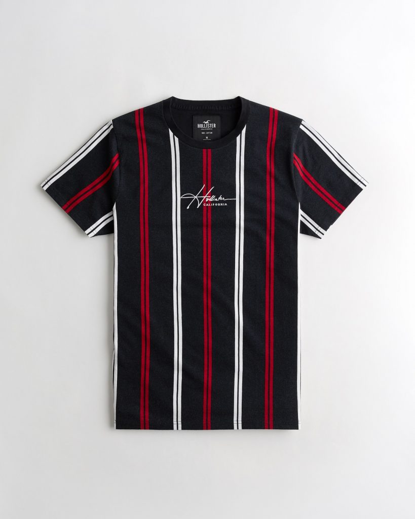 Áo thun nam Hollister HCO-T217 Striped Black Crewneck T-Shirt