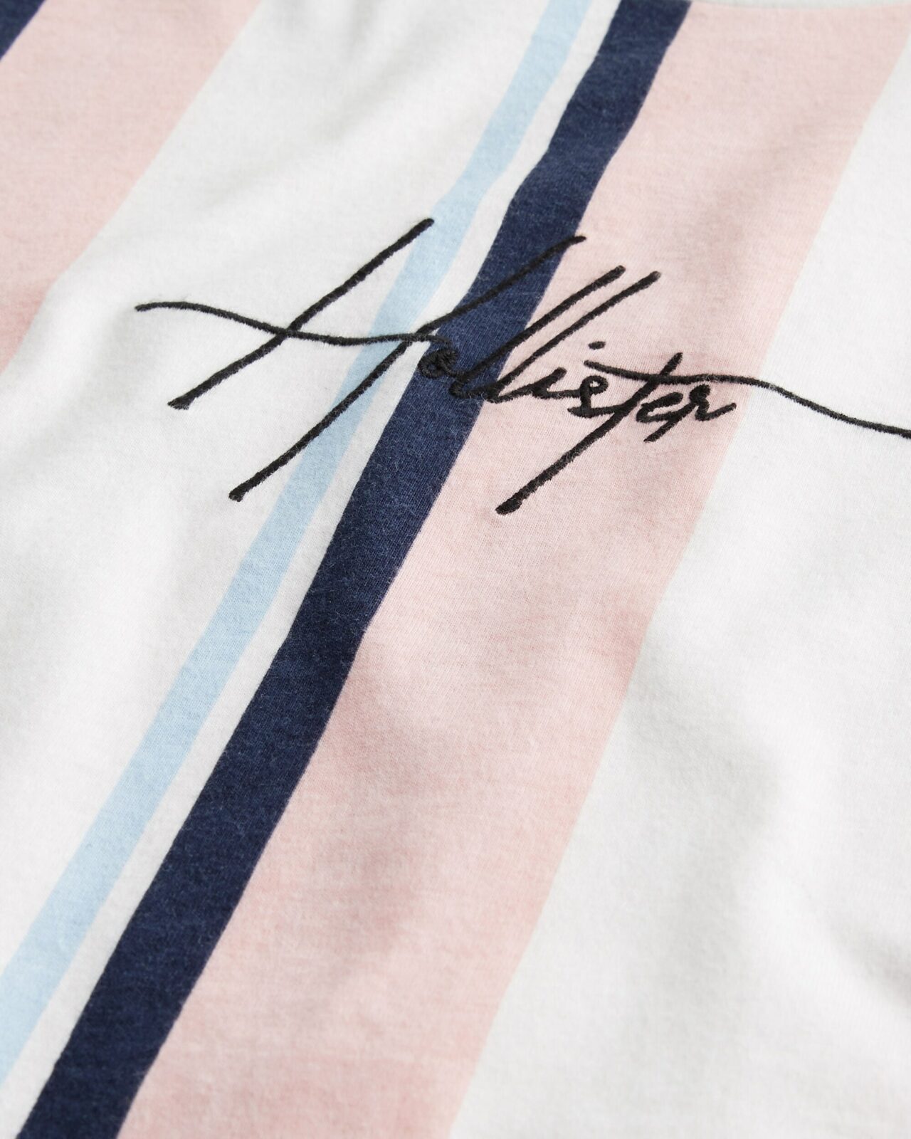 Áo thun nam Hollister HCO-T218 Striped Pink Curved Hem T-Shirt - Ảnh 4