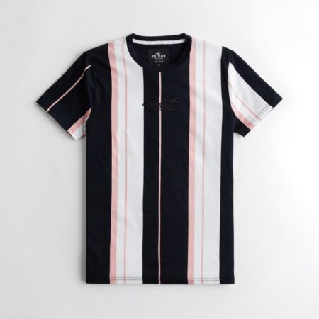 Áo thun nam Hollister HCO-T220 Striped Black Crewneck T-Shirt