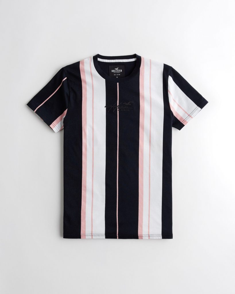 Áo thun nam Hollister HCO-T220 Striped Black Crewneck T-Shirt