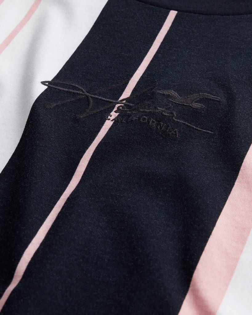 Áo thun nam Hollister HCO-T220 Striped Black Crewneck T-Shirt