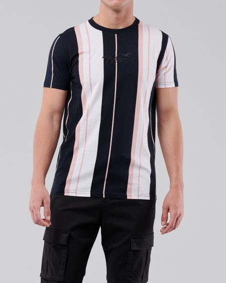 Áo thun nam Hollister HCO-T220 Striped Black Crewneck T-Shirt - Ảnh 4