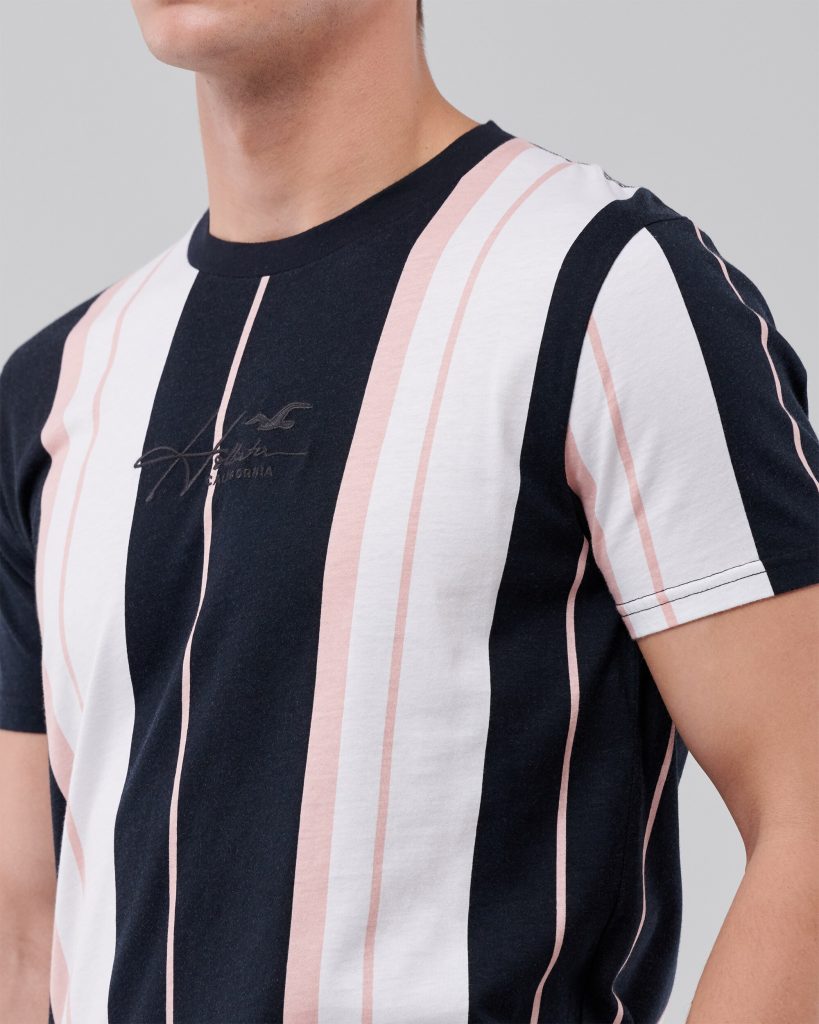 Áo thun nam Hollister HCO-T220 Striped Black Crewneck T-Shirt