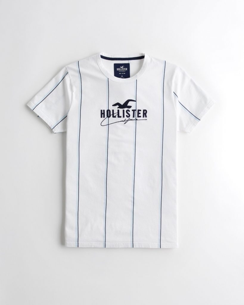 Áo thun nam Hollister HCO-T221 Striped White Crewneck T-Shirt