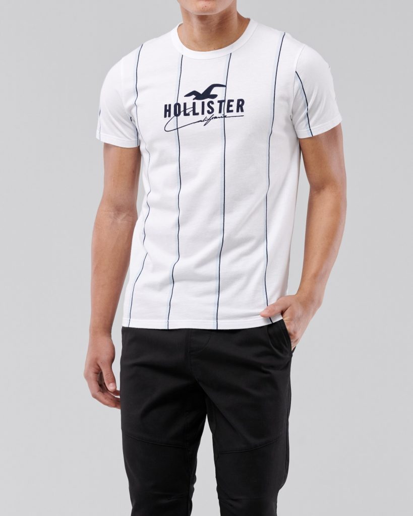 Áo thun nam Hollister HCO-T221 Striped White Crewneck T-Shirt