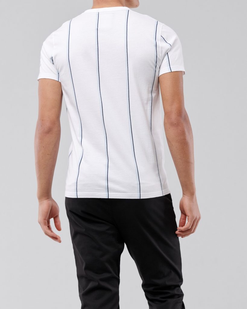 Áo thun nam Hollister HCO-T221 Striped White Crewneck T-Shirt