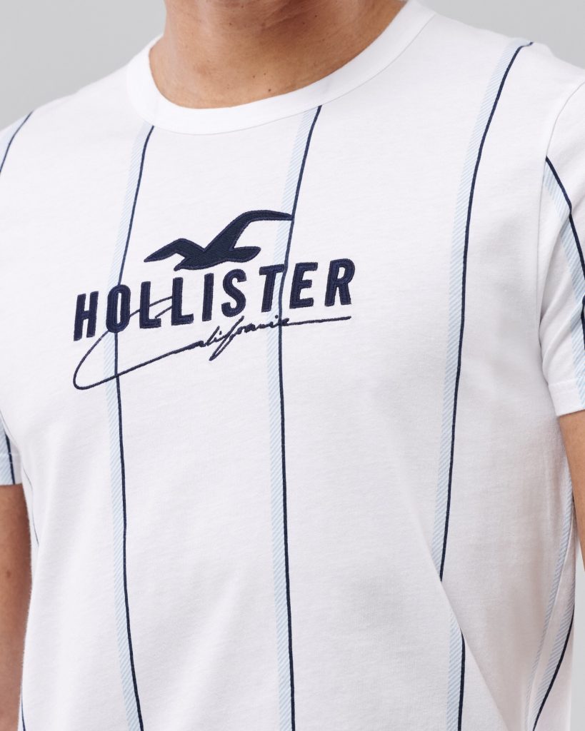 Áo thun nam Hollister HCO-T221 Striped White Crewneck T-Shirt