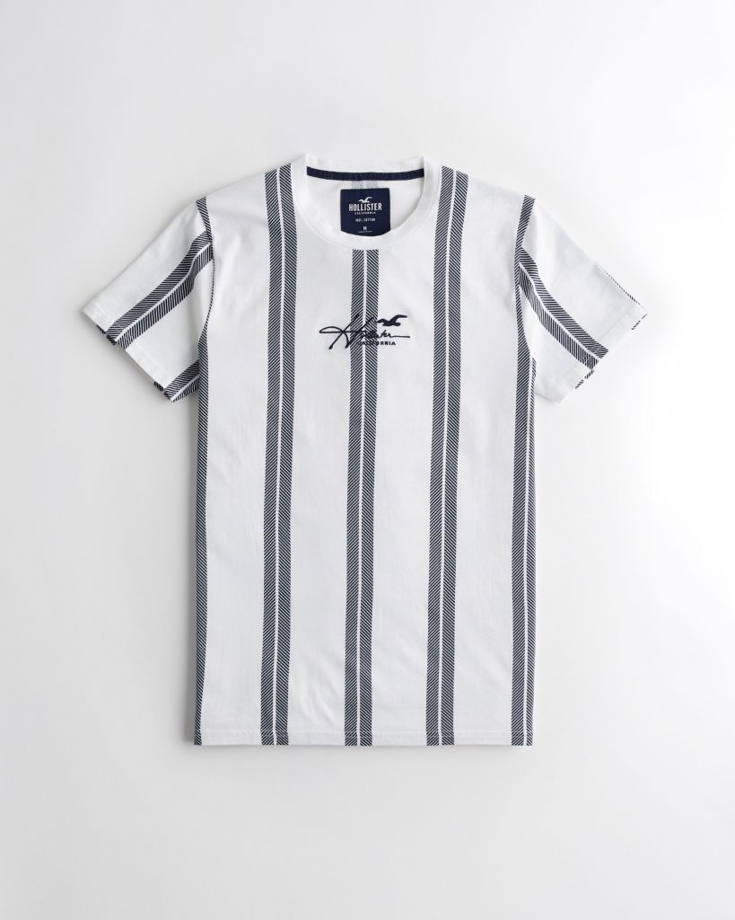 Áo thun nam Hollister HCO-T222 Striped White Crewneck T-Shirt