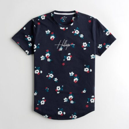 Áo thun nam Hollister HCO-T223 Logo Graphic Curved Hem Tee Navy