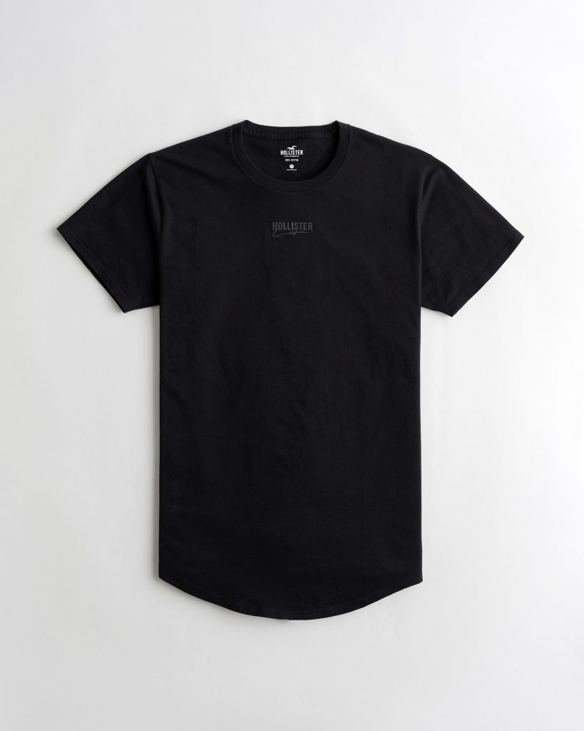 Áo thun nam Hollister HCO-T227 Logo Graphic Curved Hem Tee Black