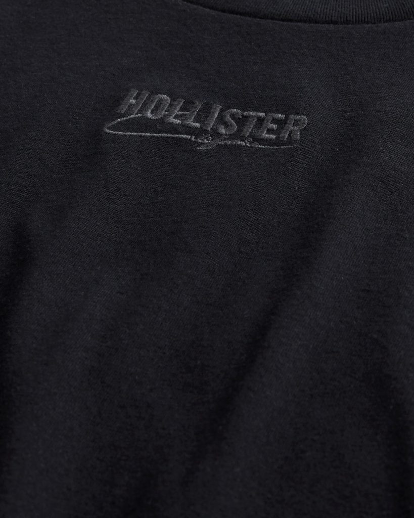 Áo thun nam Hollister HCO-T227 Logo Graphic Curved Hem Tee Black
