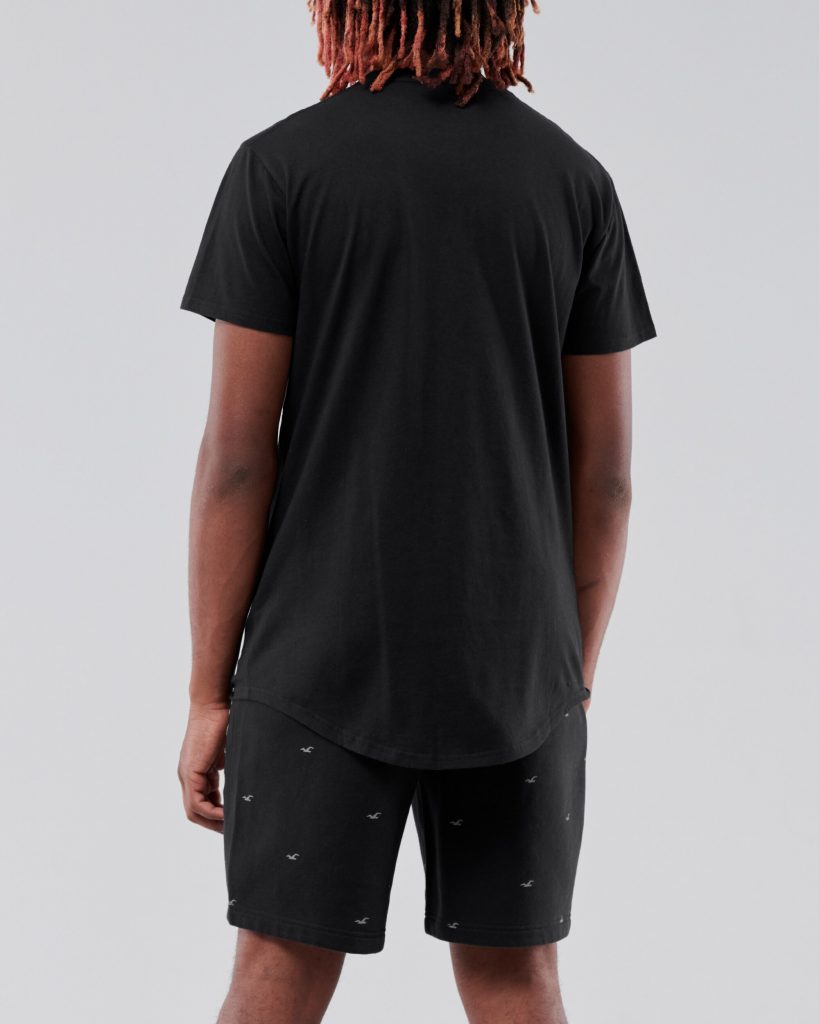 Áo thun nam Hollister HCO-T227 Logo Graphic Curved Hem Tee Black