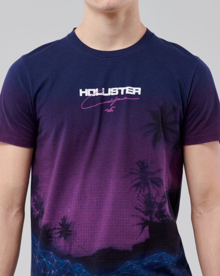 Áo thun nam Hollister HCO-T212 Print Logo Graphic Tee Purple - Ảnh 3