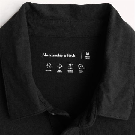 Áo thun polo Abercrombie AF-P138 Cotton-Modal Polo Black - Ảnh 2