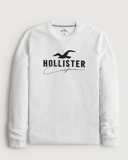 Áo thun nam tay dài Hollister HCO-HL106 Thermal Long-Sleeve White