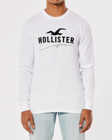 Áo thun nam tay dài Hollister HCO-HL106 Thermal Long-Sleeve White - Ảnh 5