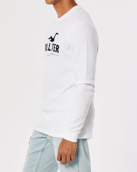 Áo thun nam tay dài Hollister HCO-HL106 Thermal Long-Sleeve White - Ảnh 4