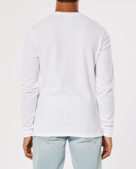 Áo thun nam tay dài Hollister HCO-HL106 Thermal Long-Sleeve White - Ảnh 3
