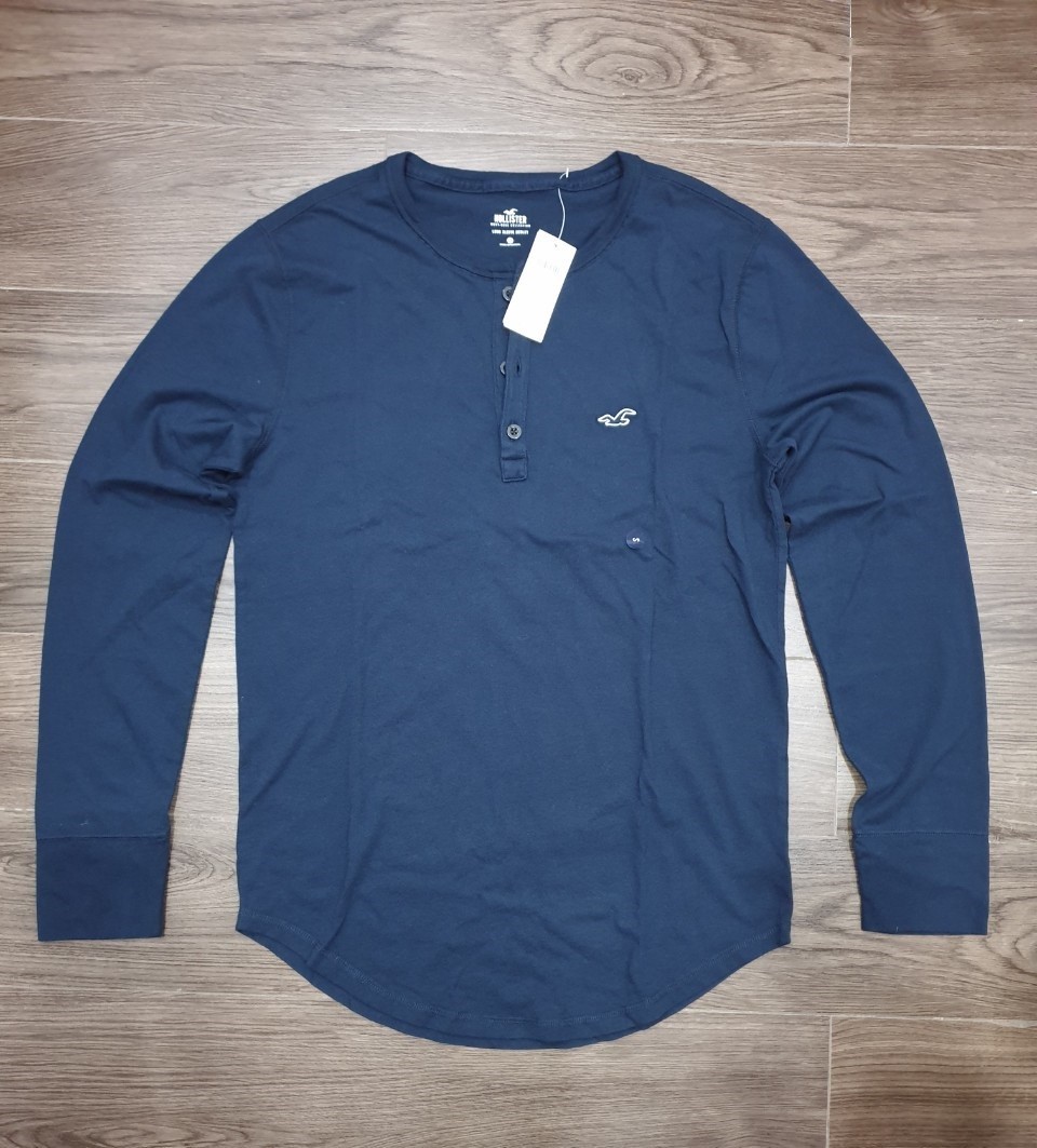 Áo thun nam tay dài Hollister HCO-HL105 Long-Sleeve Henley Blue