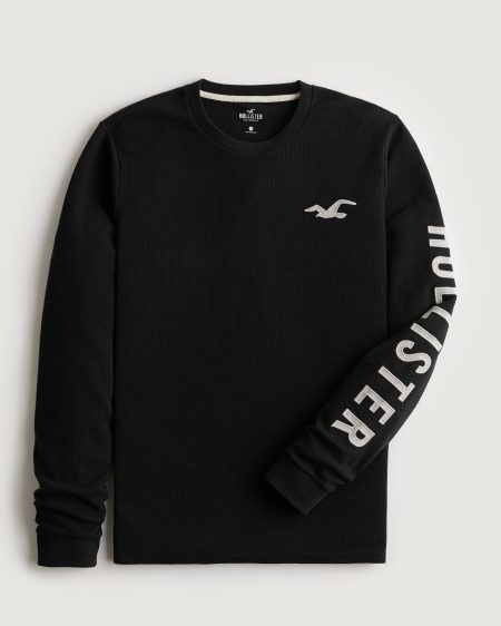 Áo thun nam tay dài Hollister HCO-HL112 Thermal Long-Sleeve Black