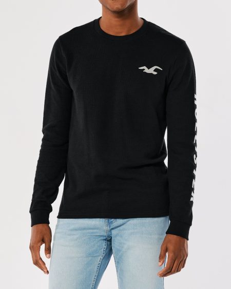 Áo thun nam tay dài Hollister HCO-HL112 Thermal Long-Sleeve Black - Ảnh 5