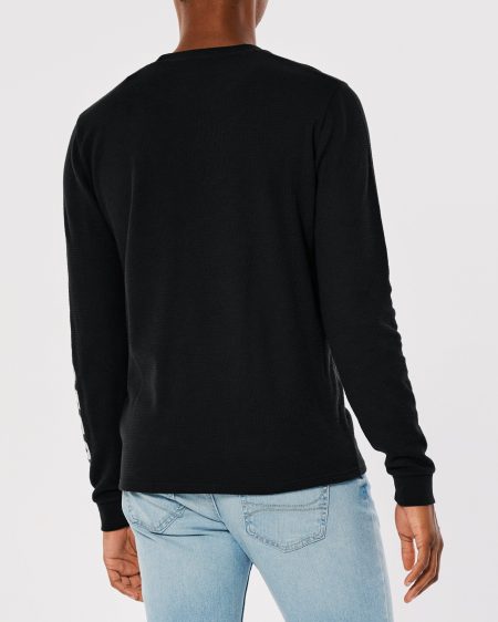 Áo thun nam tay dài Hollister HCO-HL112 Thermal Long-Sleeve Black - Ảnh 3