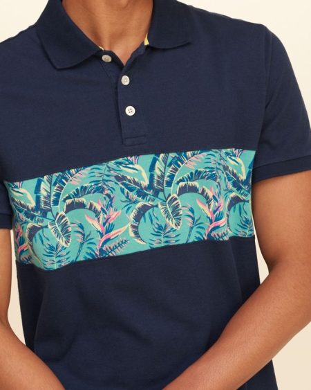 Áo thun nam Hollister HCO-P259 Patterned Pique Polo Navy - Ảnh 2