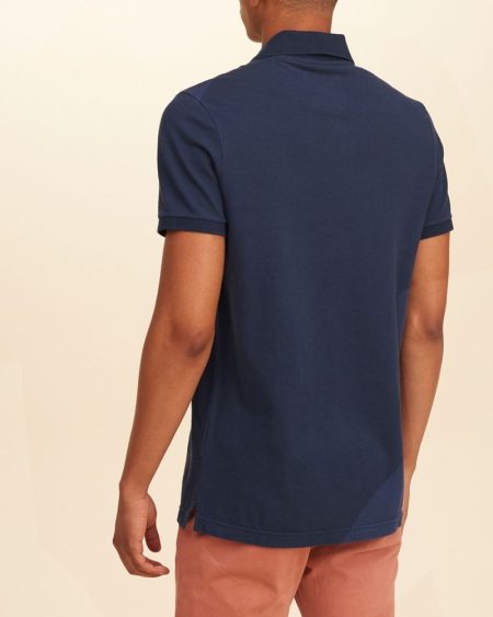 Áo thun nam Hollister HCO-P259 Patterned Pique Polo Navy - Ảnh 3